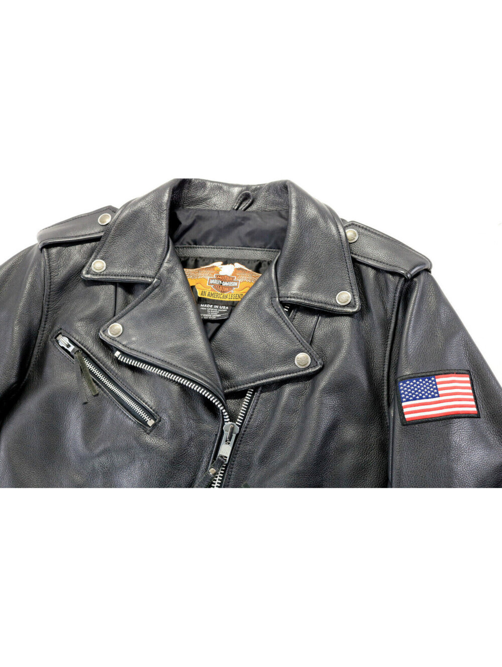 harley davidson jacket M black leather Basic Skins Rider USA double zip snap